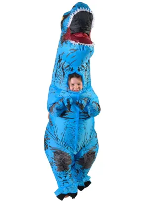 Inflatable Blue T-Rex Dinosaur Kids Costume