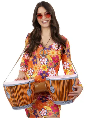 Inflatable Bongo Drums Hippie Costume Accessory