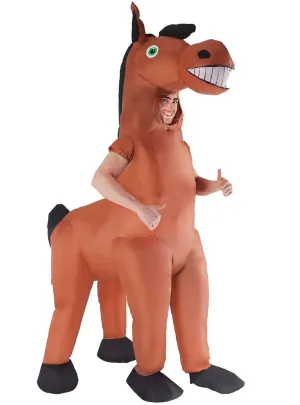 Inflatable Brown 4 Legged Horse Adults Costume