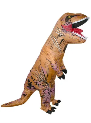 Inflatable Kids Brown T-Rex Dinosaur Costume