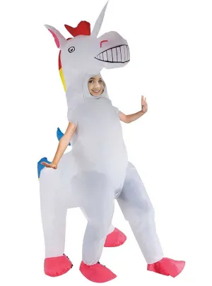 Inflatable White 4 Legged Unicorn Kids Costume
