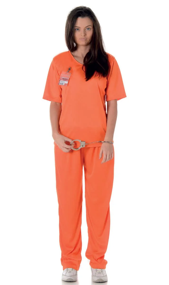 Inmate Womens Orange Prisoner Uniform Costume