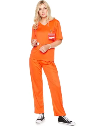 Inmate Womens Orange Prisoner Uniform Costume
