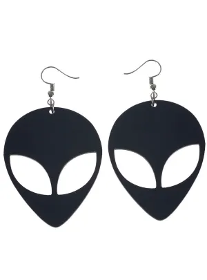 Intergalactic Black Space Alien Costume Earrings