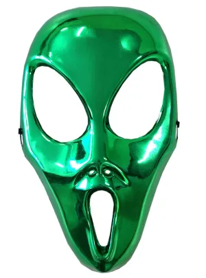 Intergalactic Metallic Green Screaming Alien Costume Mask