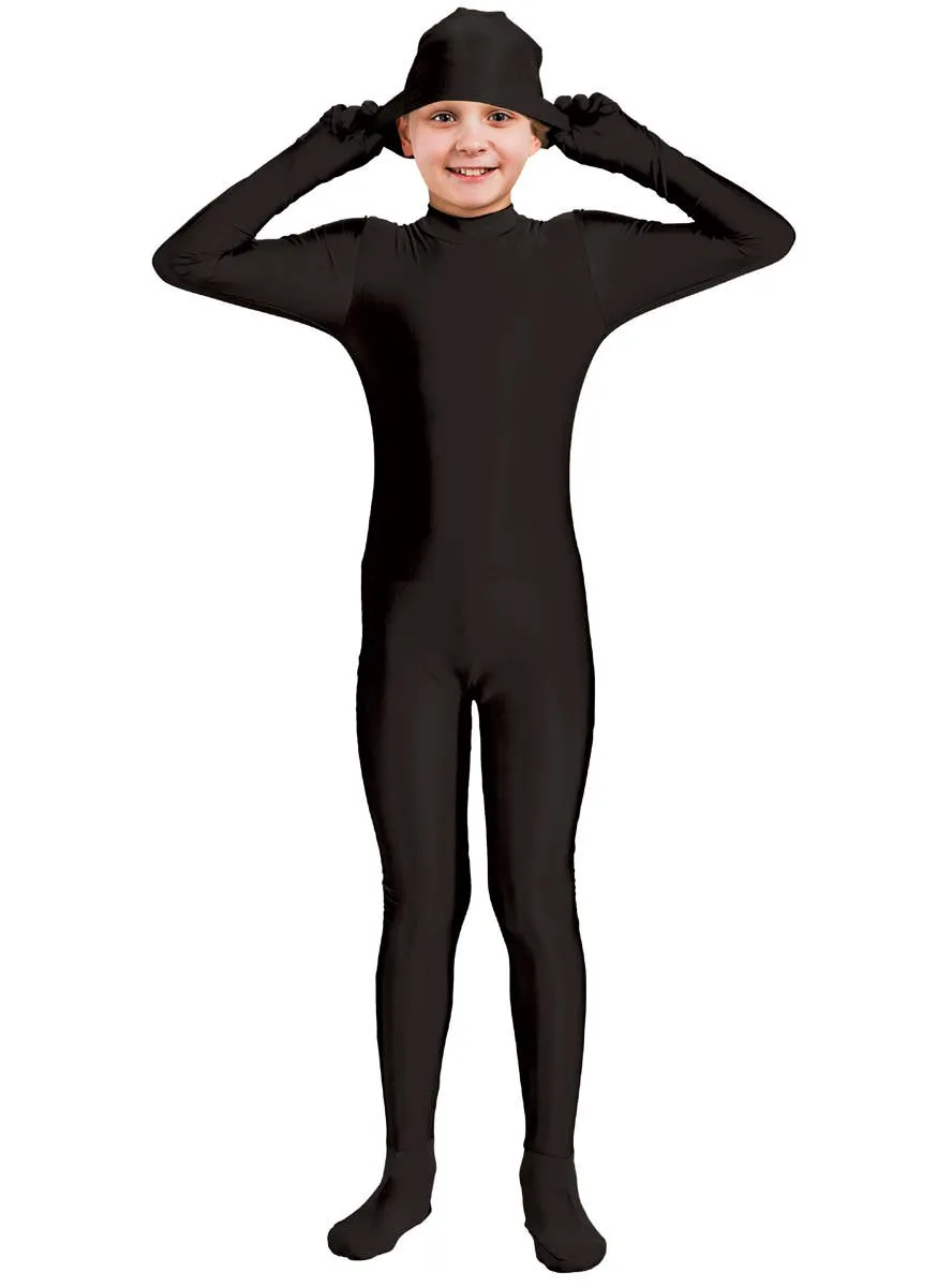Invisible Man Boys Black Skin Suit Costume