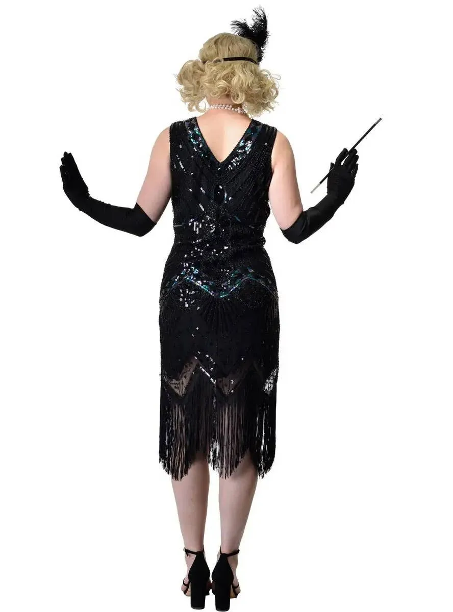Iridescent Black Sequin 1920s Gatsby Womens Costume