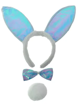 Iridescent Blue Bunny Ears Costume Accessory Set