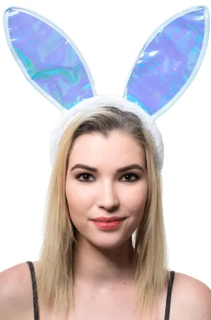 Iridescent Blue Easter Bunny Costume Ears
