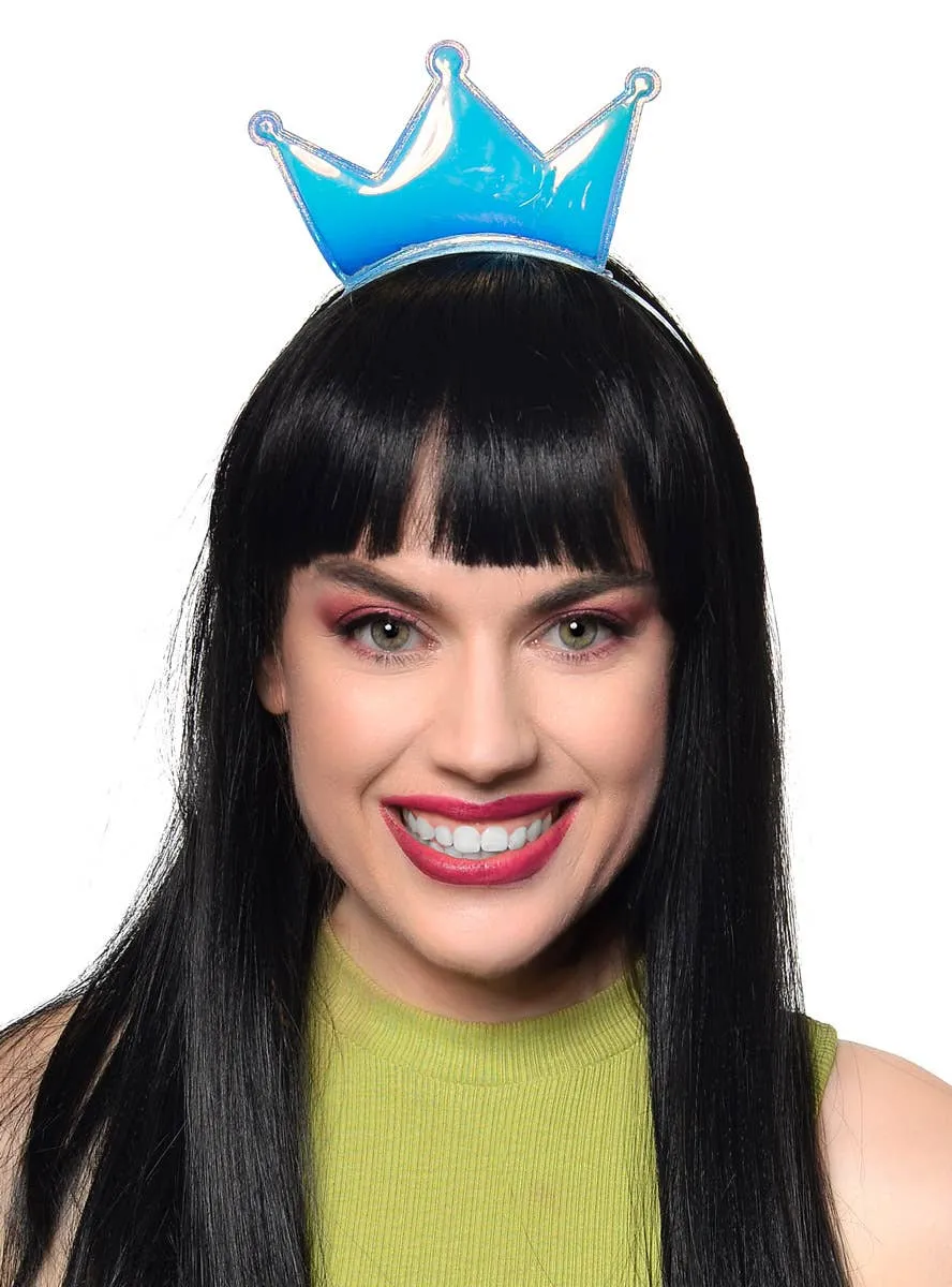 Iridescent Blue Mini Crown on Headband