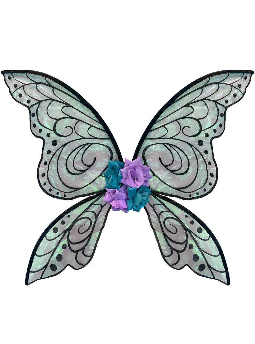 Iridescent Green and Black Shimmery Fairy Costume Wings