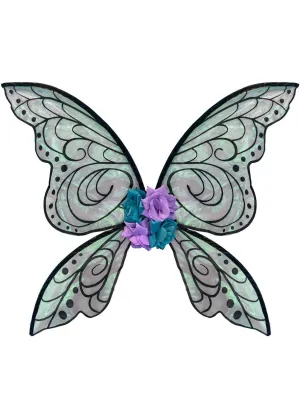 Iridescent Green and Black Shimmery Fairy Costume Wings