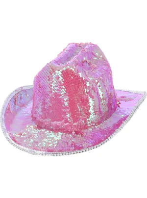 Iridescent Pink Sequined Adults Deluxe Cowboy Hat