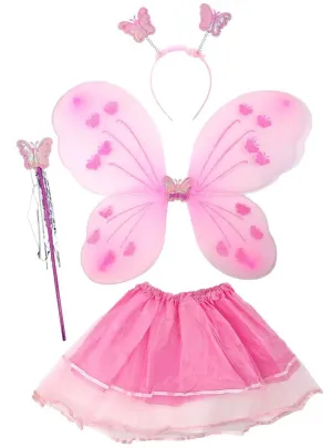 Iridescent Pink Toddler 4 Piece Butterfly Fairy Costume Set