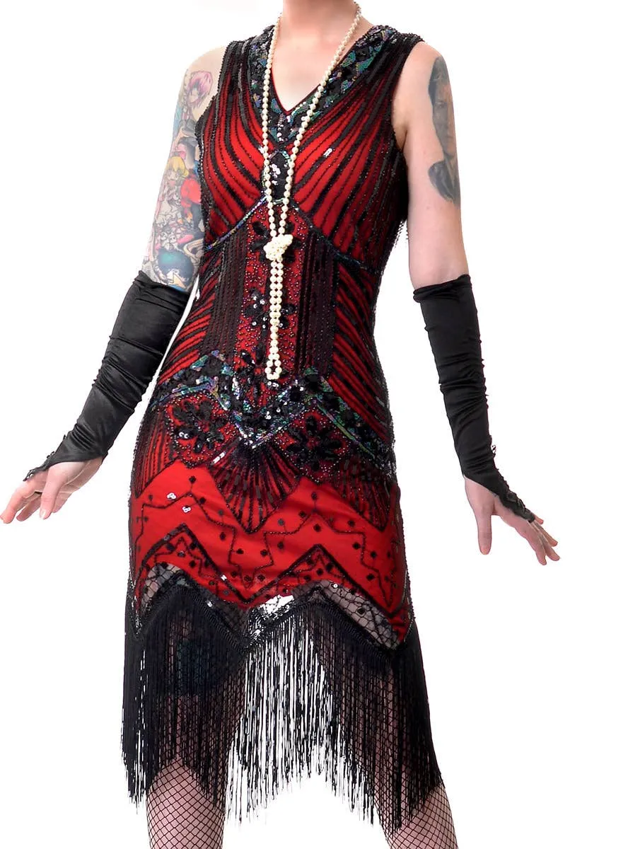Iridescent Red and Black Deluxe 1920s Womens Gatsby Costume