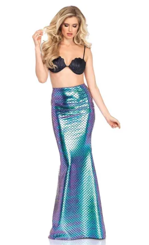 Iridescent Womens Blue and Purple Mermaid Costume Skirt