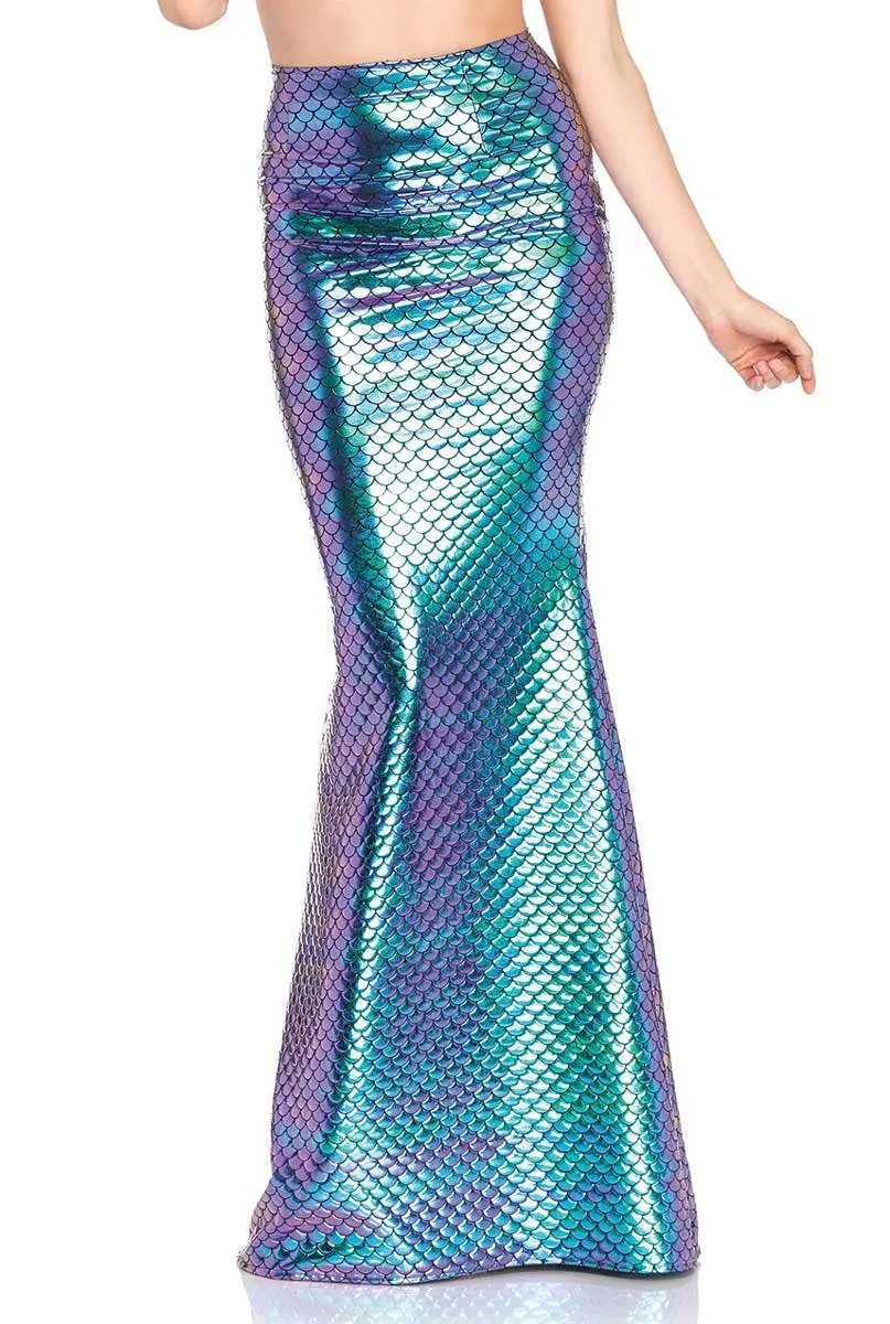 Iridescent Womens Blue and Purple Mermaid Costume Skirt
