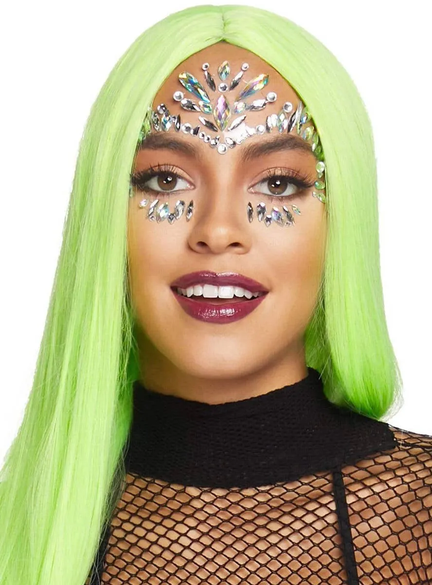 Iris Silver Spikes and Dots Stick On Face Jewels