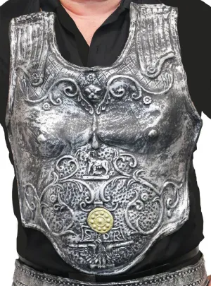 Iron Look Silver Latex Gladiator Breastplate Costume Accessory