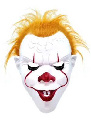 IT Scary Clown Halloween Costume Mask with Hair