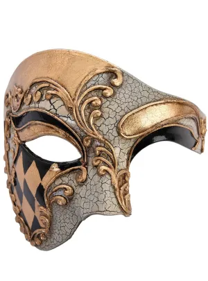 Ives Black and Gold Half Face Masquerade Mask