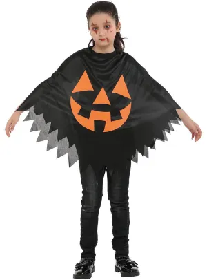 Jack O Lantern Print Girls Halloween Costume Poncho