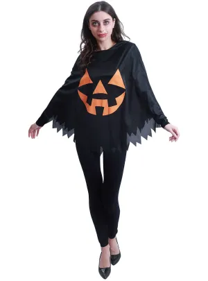Jack O Lantern Print Womens Halloween Costume Poncho