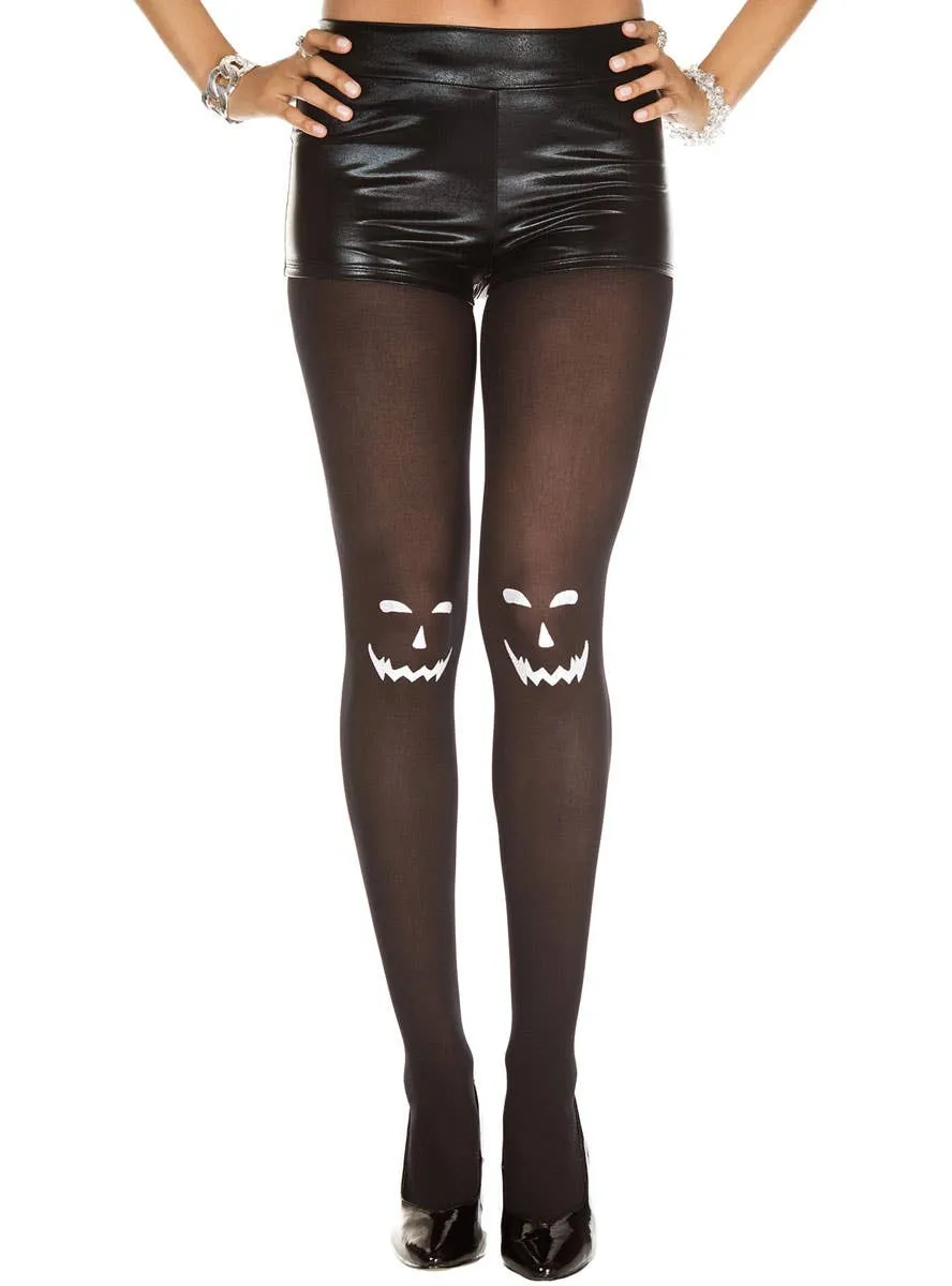 Jack O Lantern Womens Black Halloween Stockings
