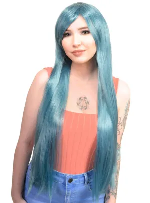 Jade Dusty Blue Womens Long Straight Costume Wig