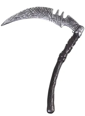 Jagged Silver Grim Reaper Scythe Costume Weapon
