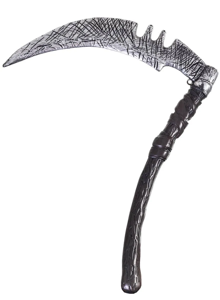 Jagged Silver Grim Reaper Scythe Costume Weapon