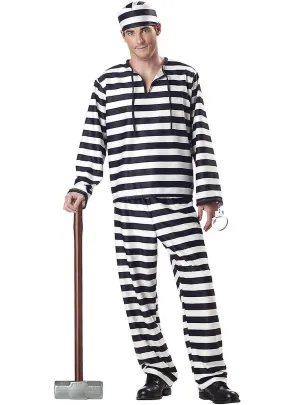 Jailbird Mens Prison Convict Costume
