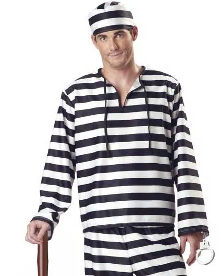 Jailbird Mens Prison Convict Costume
