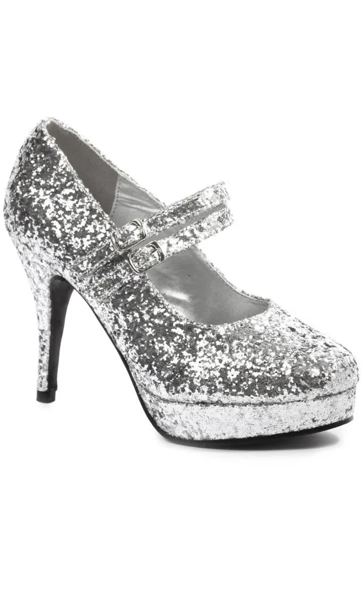 Jane Womens Silver Glitter Stiletto Costume High Heels