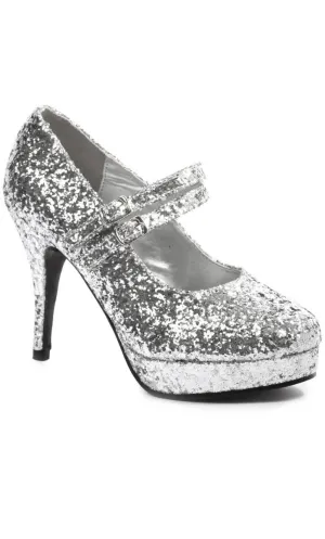 Jane Womens Silver Glitter Stiletto Costume High Heels