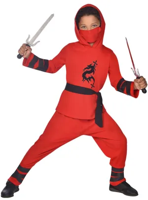 Japanese Dragon Ninja Boys Black And Red Costume