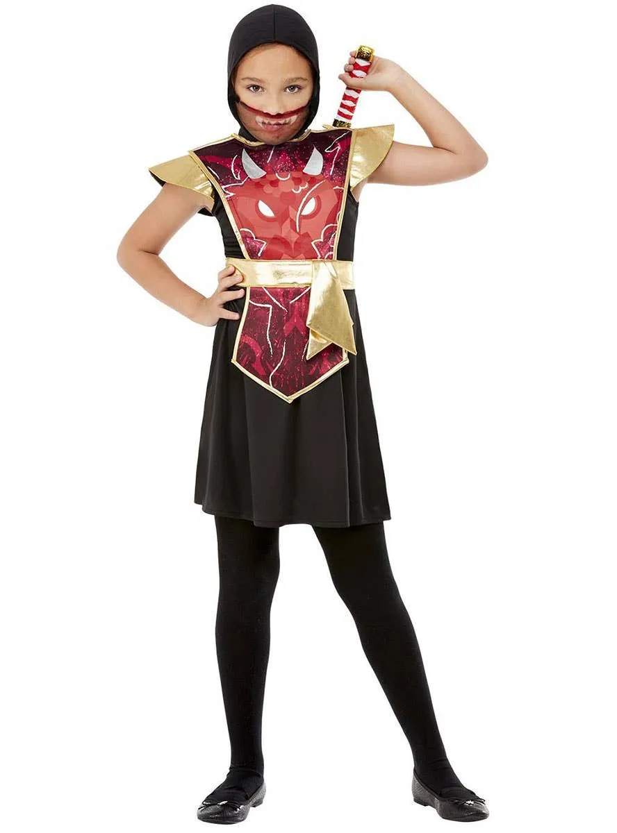Japanese Red Ninja Warrior Girls Costume