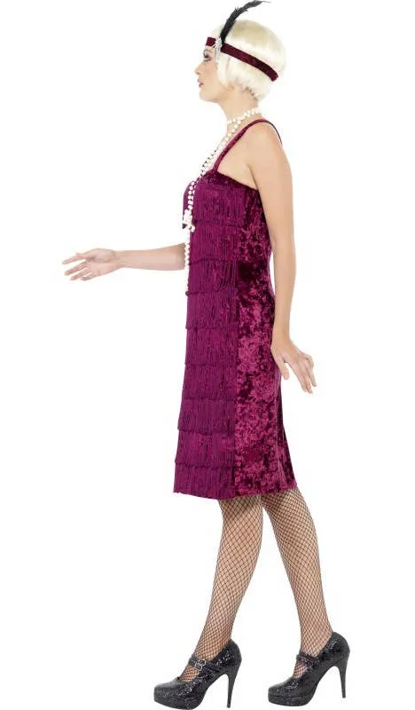 Jazzy Womens Burgundy 1920s Flapper Costume