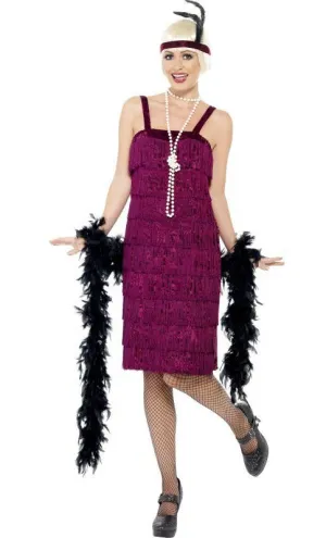 Jazzy Womens Burgundy Plus Size 1920s Flapper Costume