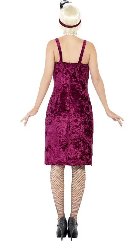 Jazzy Womens Burgundy Plus Size 1920s Flapper Costume