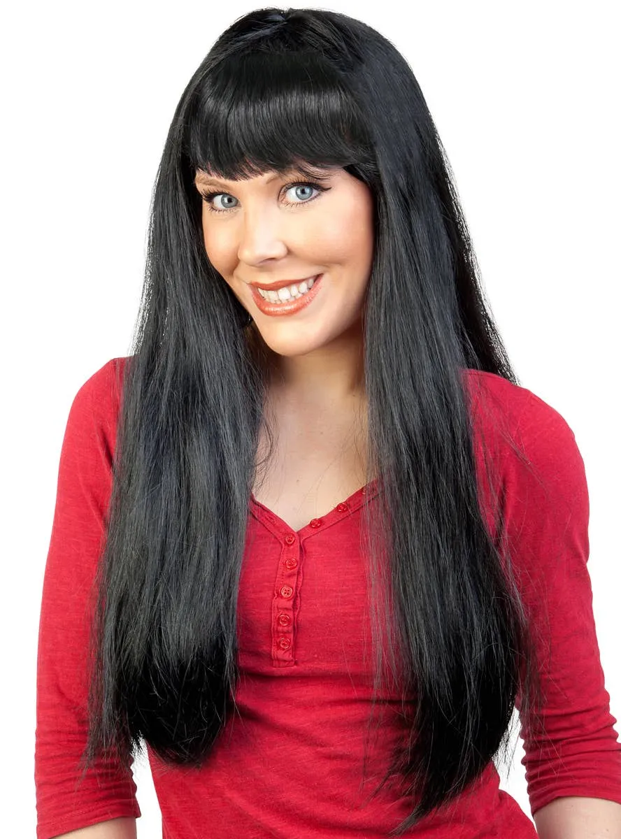 Jessica Long Straight Black Costume Wig with Fringe