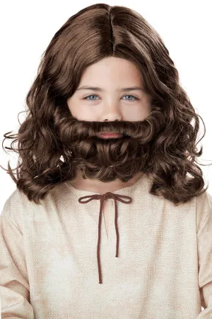 Jesus Boys Religious Brown Beard and Wig Set