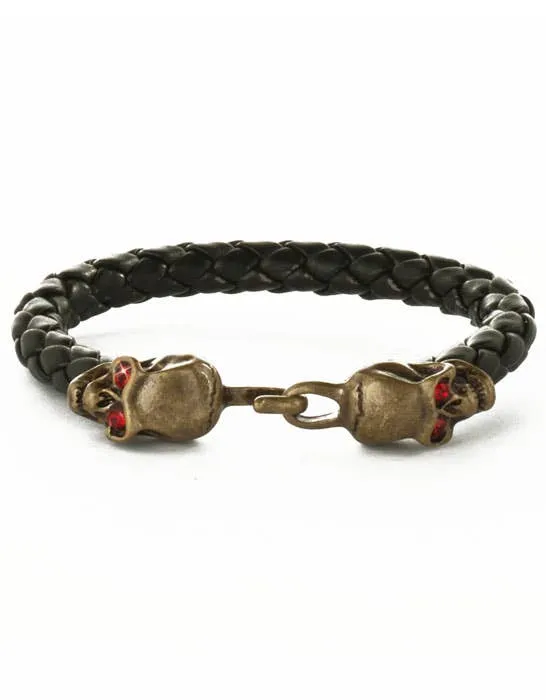 Jeweled Pirate Skull Leather Costume Bracelet