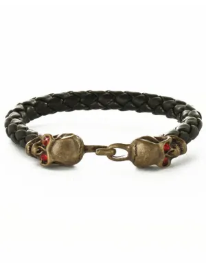 Jeweled Pirate Skull Leather Costume Bracelet