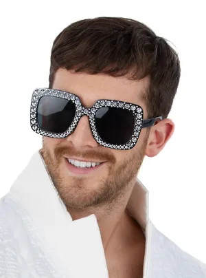Jewelled Adults 70s Disco Costume Sunglasses
