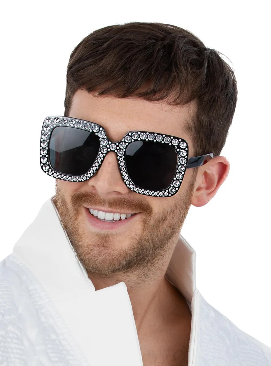 Jewelled Adults 70s Disco Costume Sunglasses