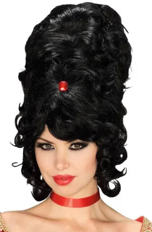 Jewelled Black 1960s Beehive Womens Costume Wig