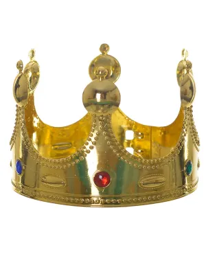Jewelled Gold King Crown Costume Accessory