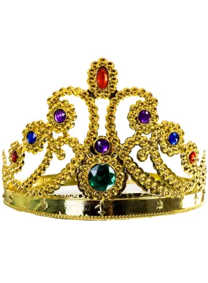 Jewelled Gold Queen Crown Costume Accessory