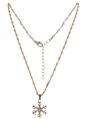 Jewelled Gold Snowflake Christmas Necklace